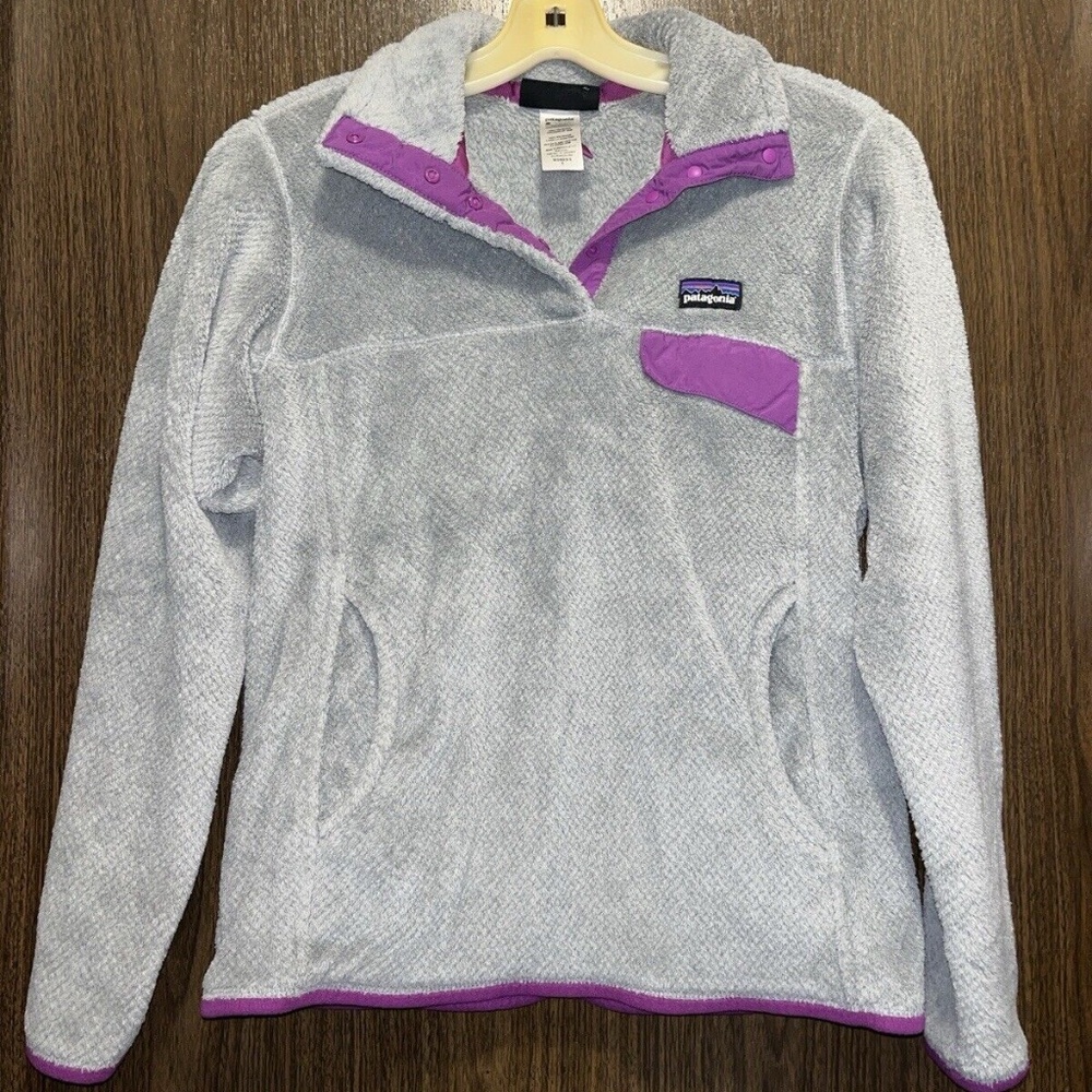 Patagonia Women's Gray Purple Polartec Re-Tool Snap-T Fleece Pullover Sz: Small